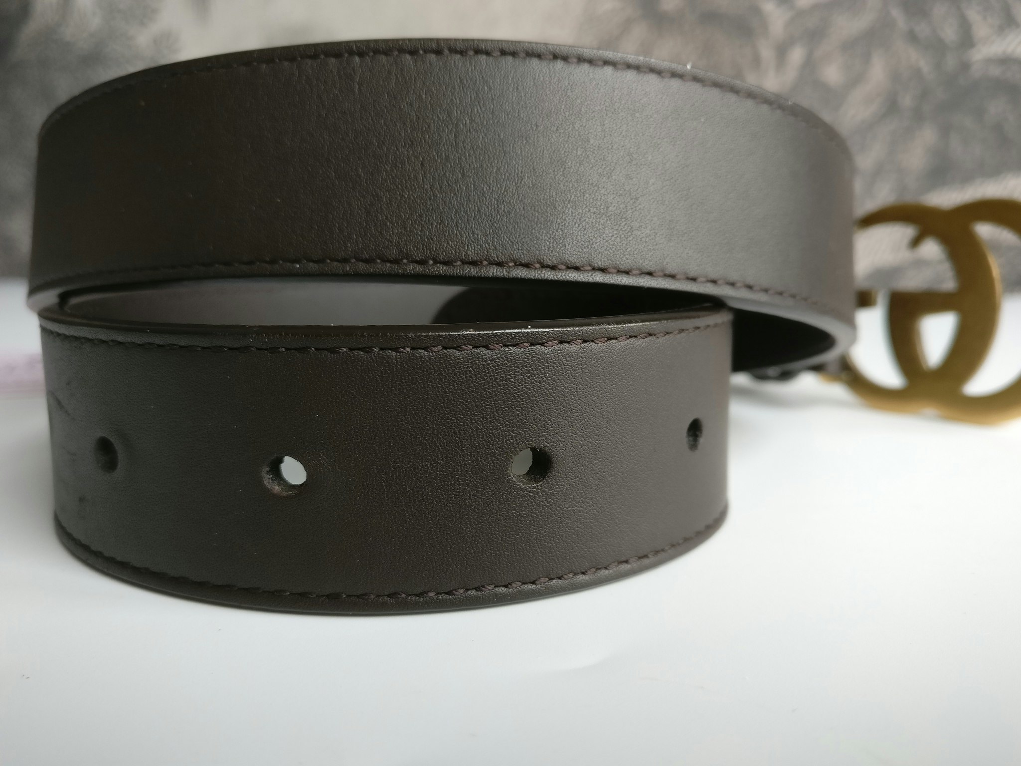Gucci GG Marmont thin belt brown