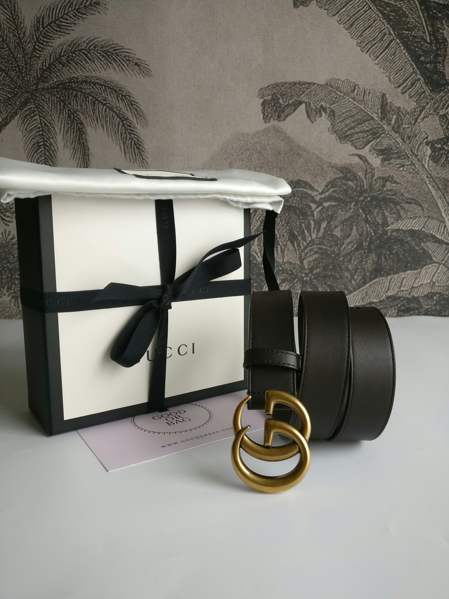 Gucci GG Marmont thin belt brown