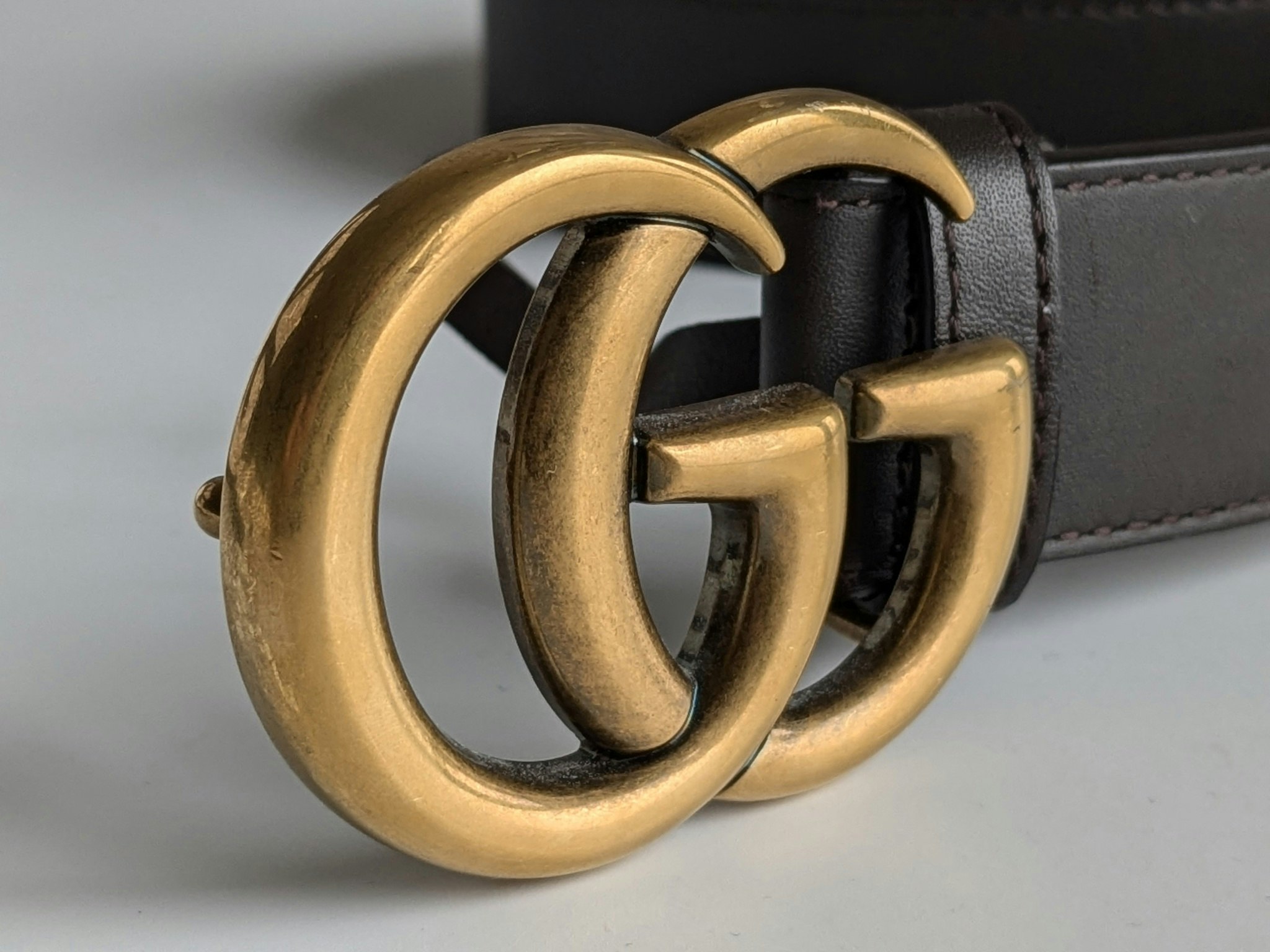 Gucci GG Marmont thin belt brown