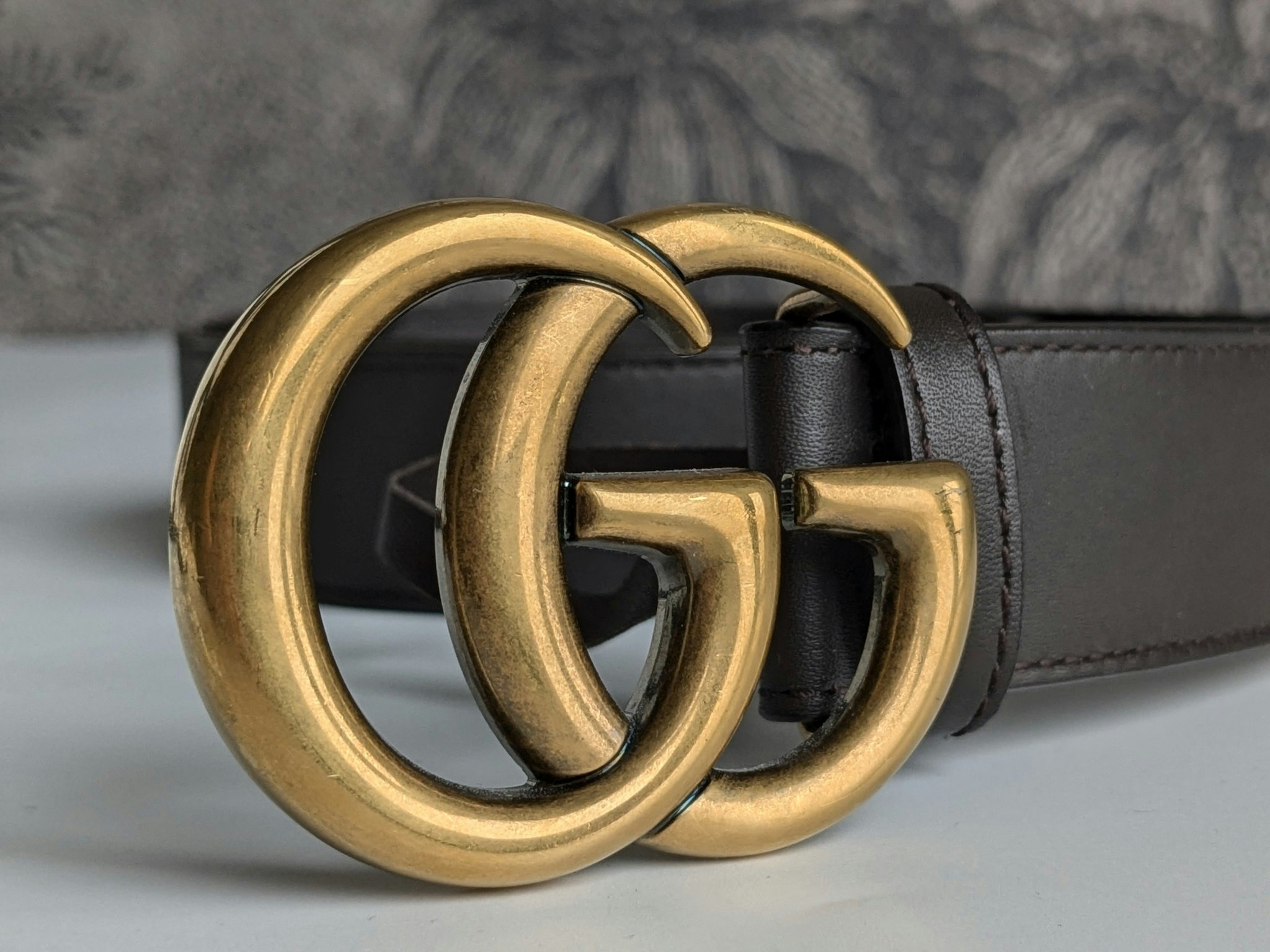 Gucci GG Marmont thin belt brown