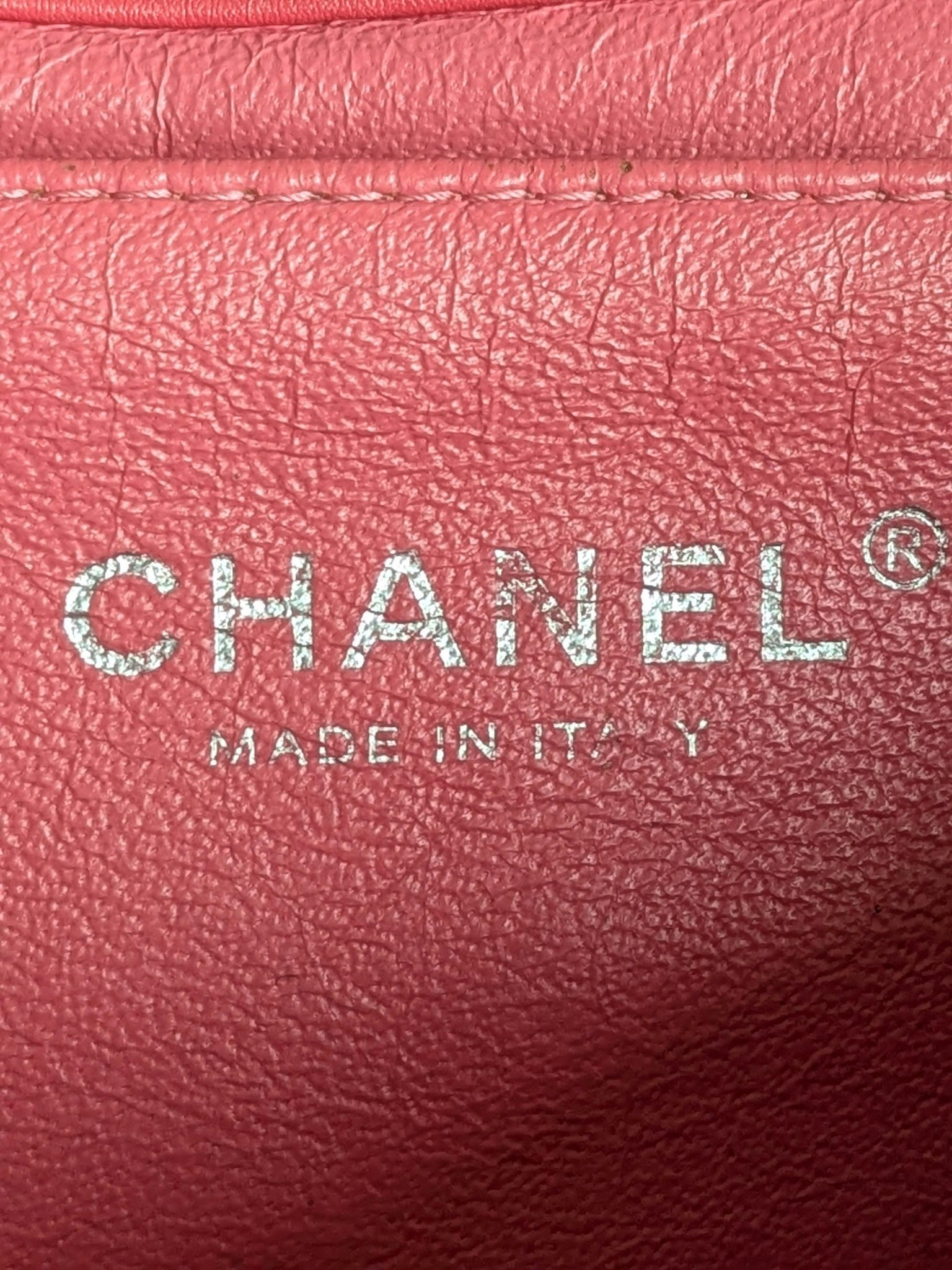 Chanel quilted red patent flap bag