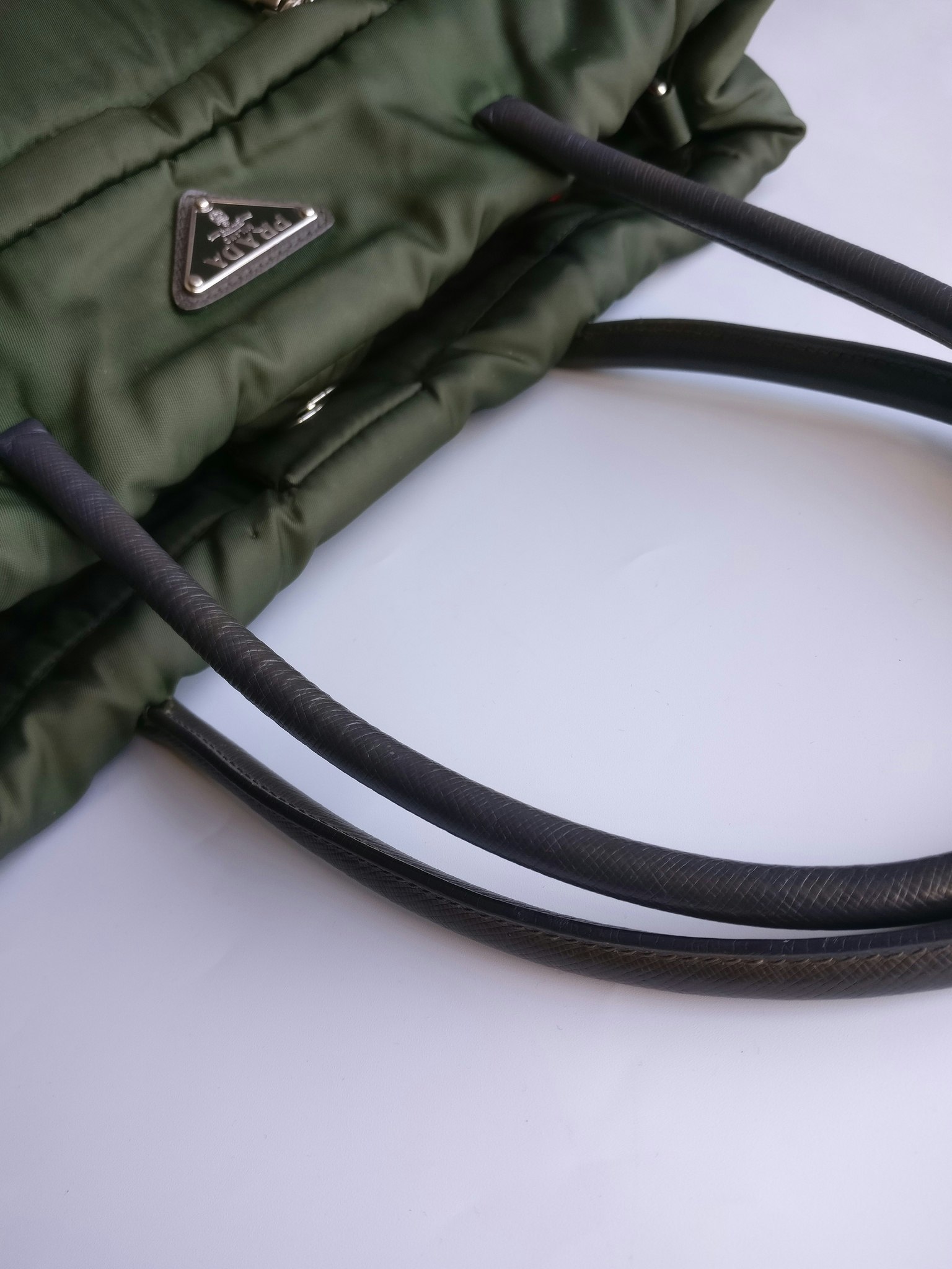 Prada Tessuto Nylon Bomber Tote Khaki