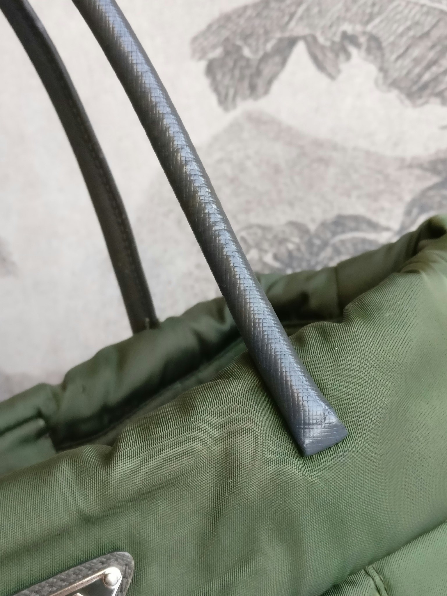 Prada Tessuto Nylon Bomber Tote Khaki