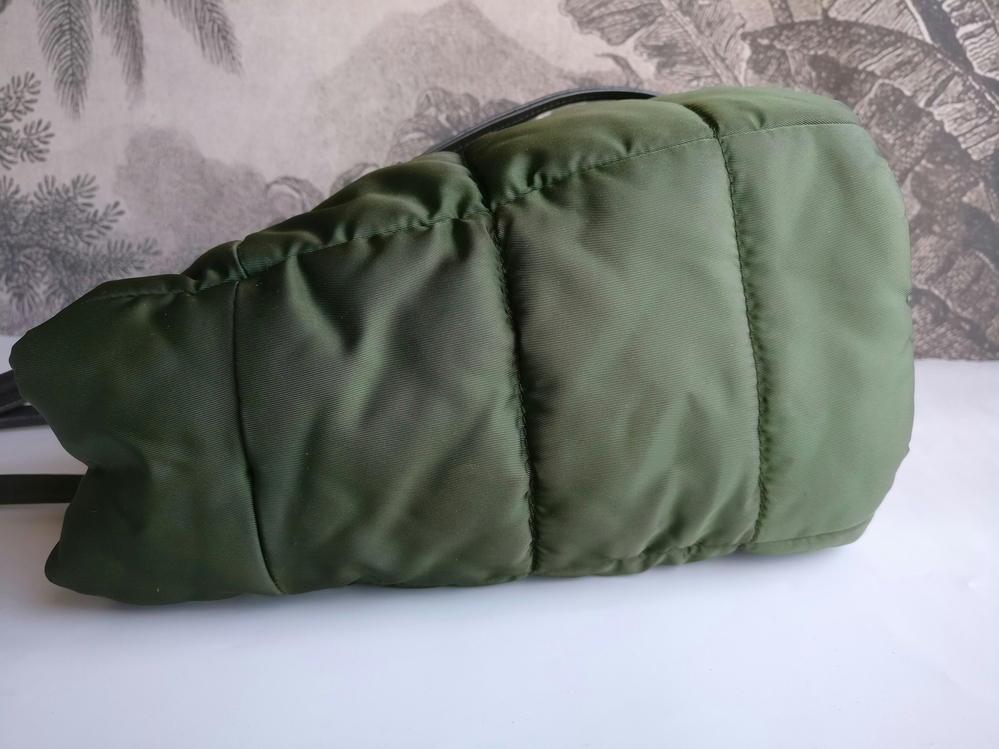 Prada Tessuto Nylon Bomber Tote Khaki
