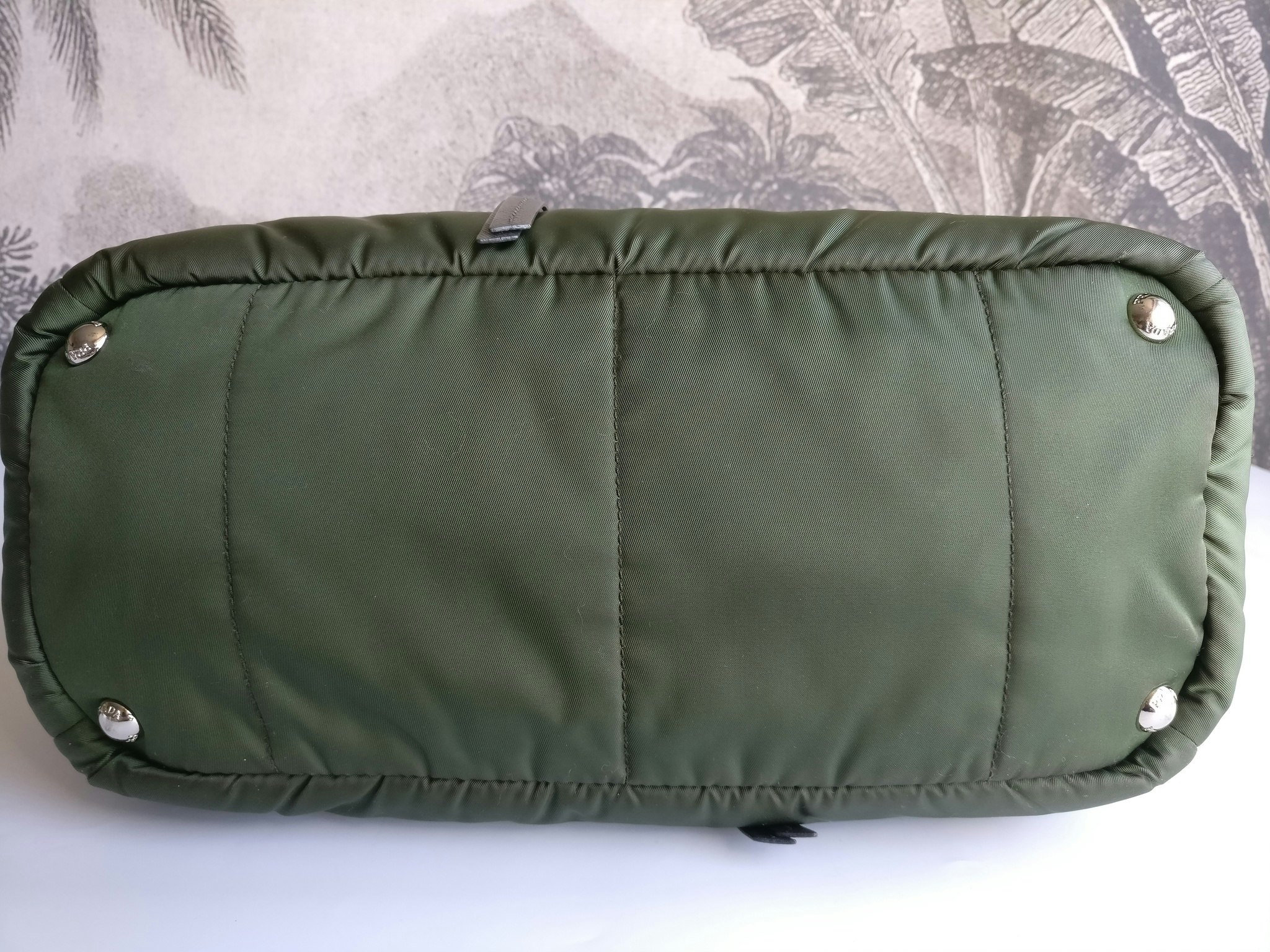Prada Tessuto Nylon Bomber Tote Khaki