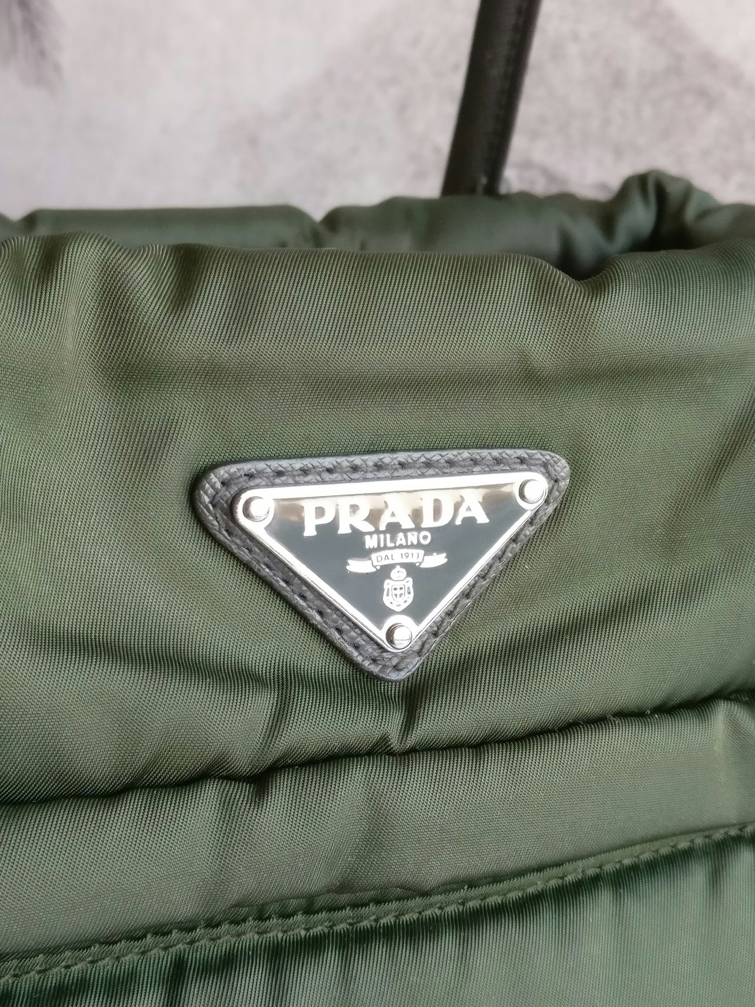 Prada Tessuto Nylon Bomber Tote Khaki