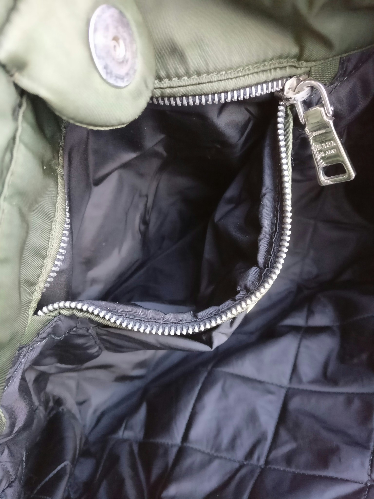 Prada Tessuto Nylon Bomber Tote Khaki
