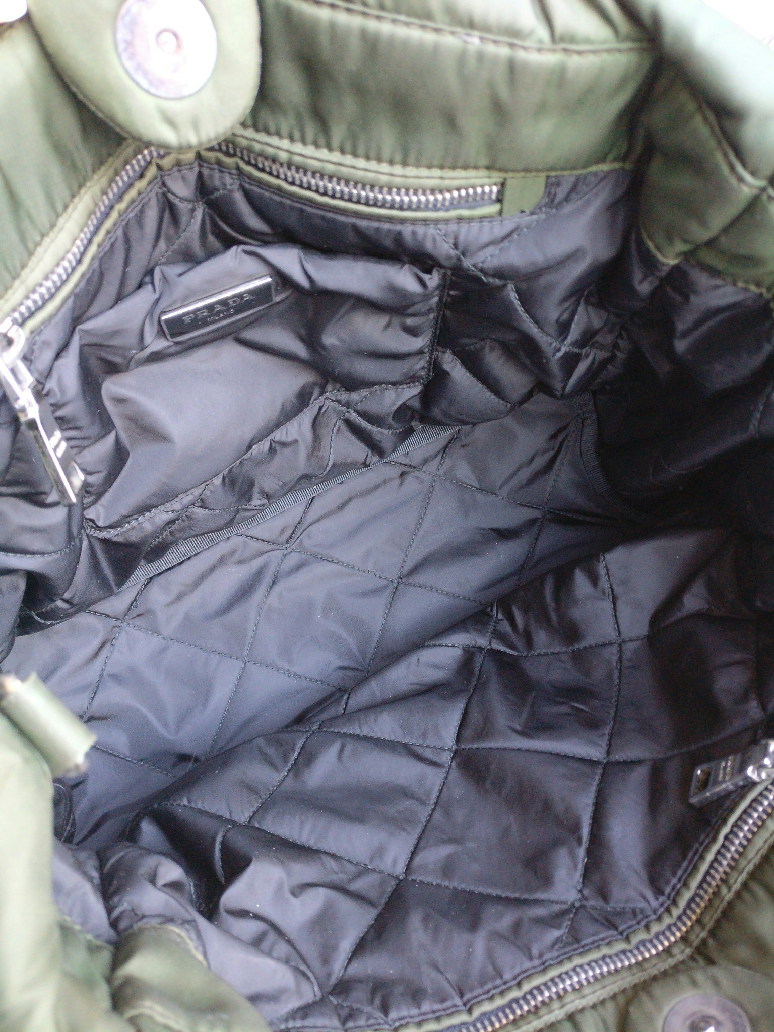 Prada Tessuto Nylon Bomber Tote Khaki