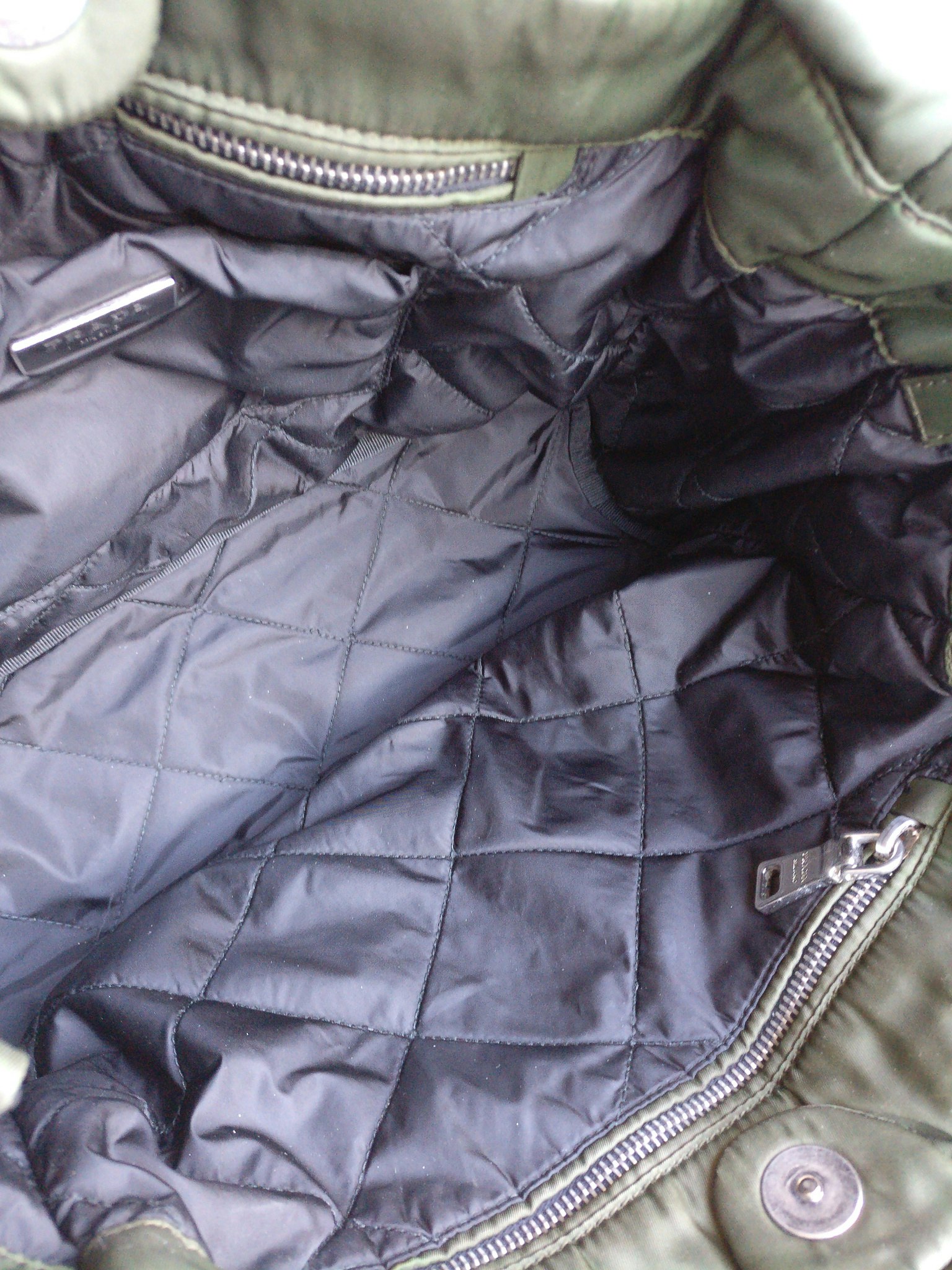 Prada Tessuto Nylon Bomber Tote Khaki