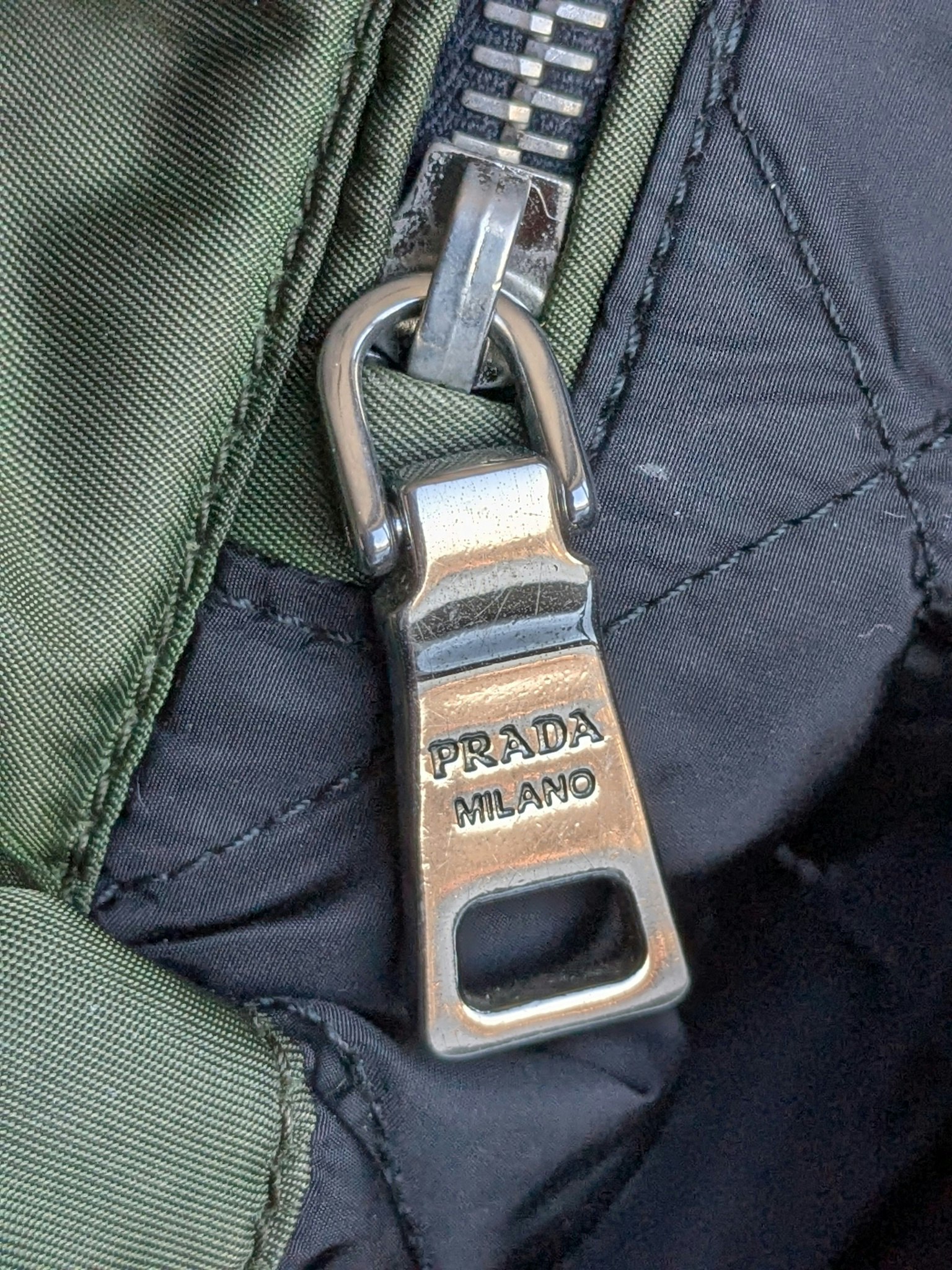 Prada Tessuto Nylon Bomber Tote Khaki
