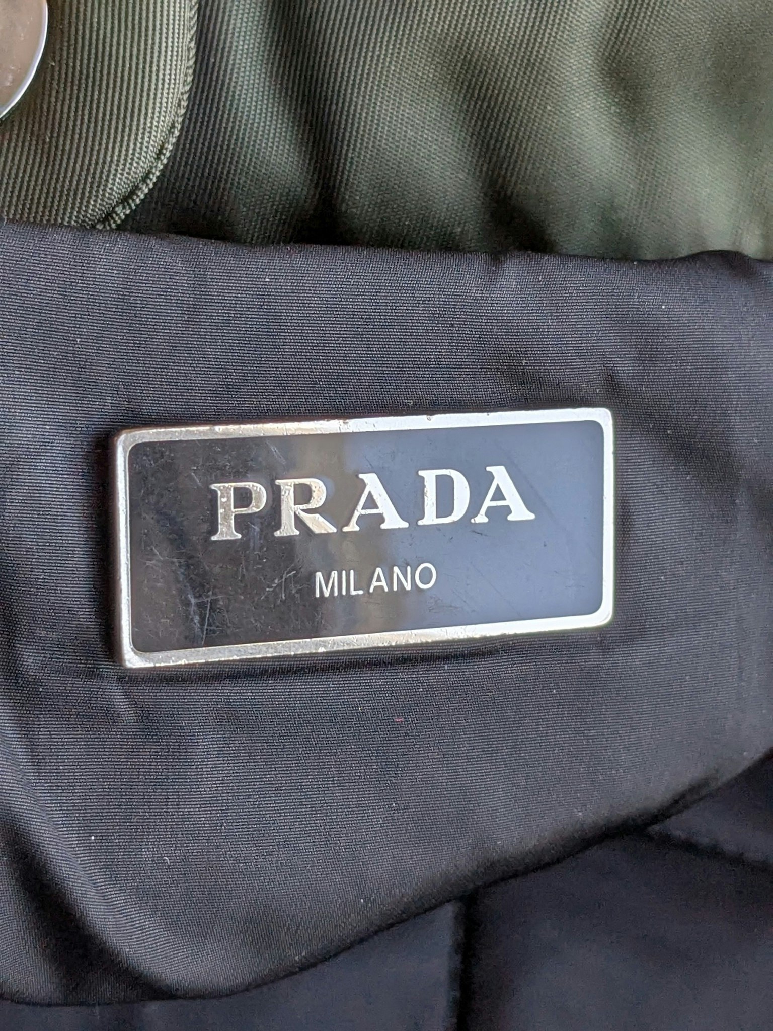 Prada Tessuto Nylon Bomber Tote Khaki