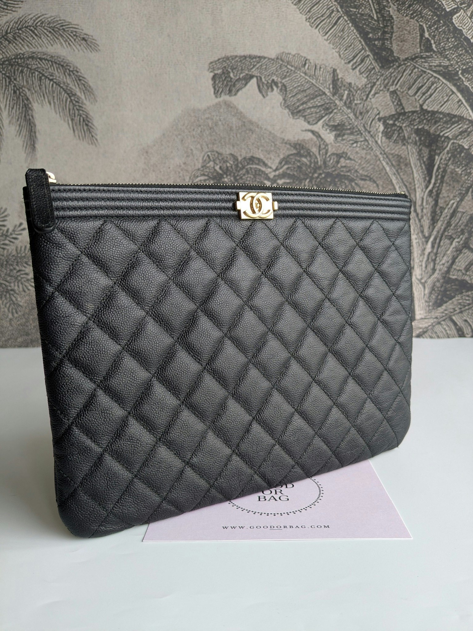 Chanel Medium Quilted Caviar Boy O Case Clutch