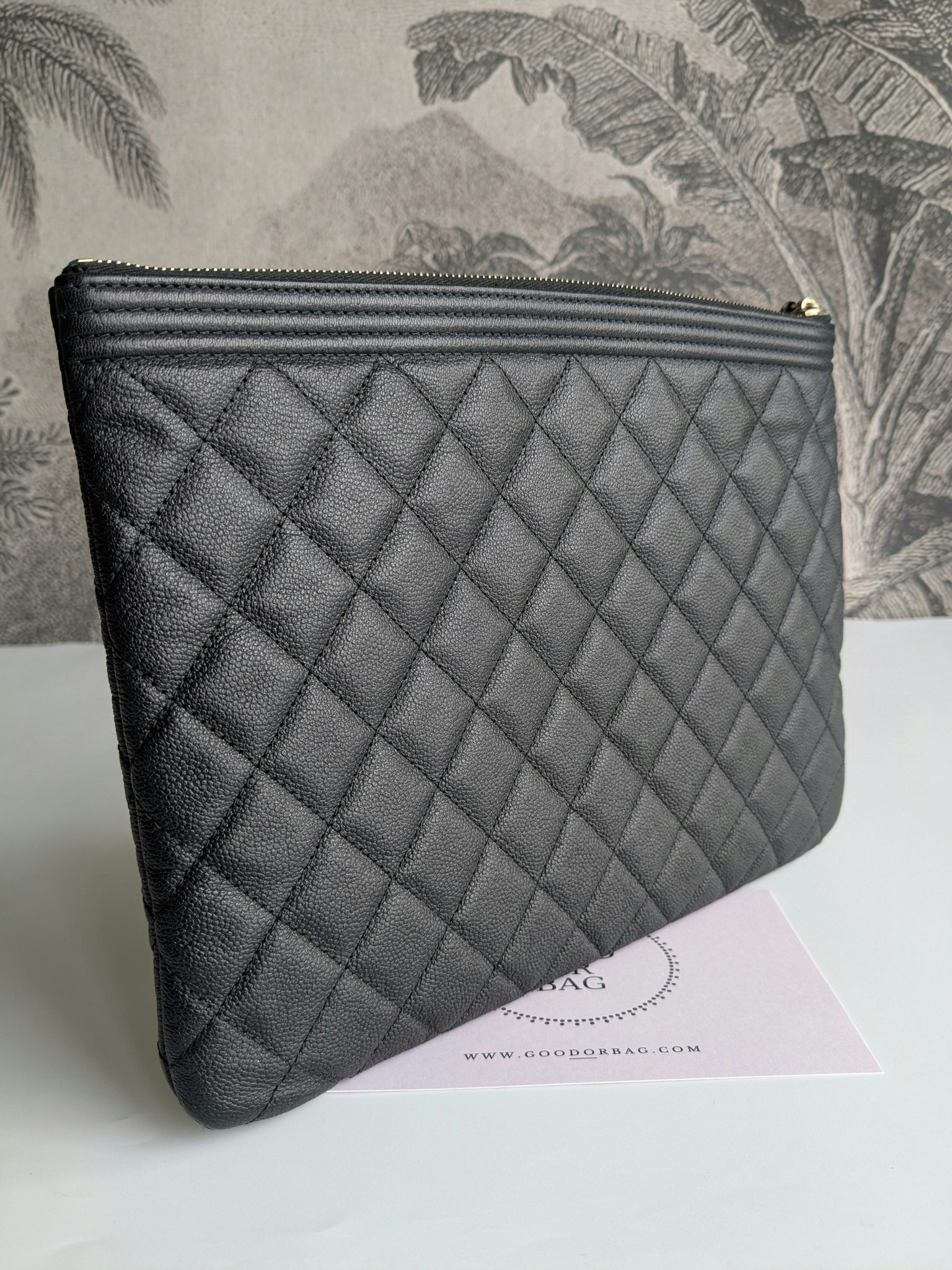 Chanel Medium Quilted Caviar Boy O Case Clutch