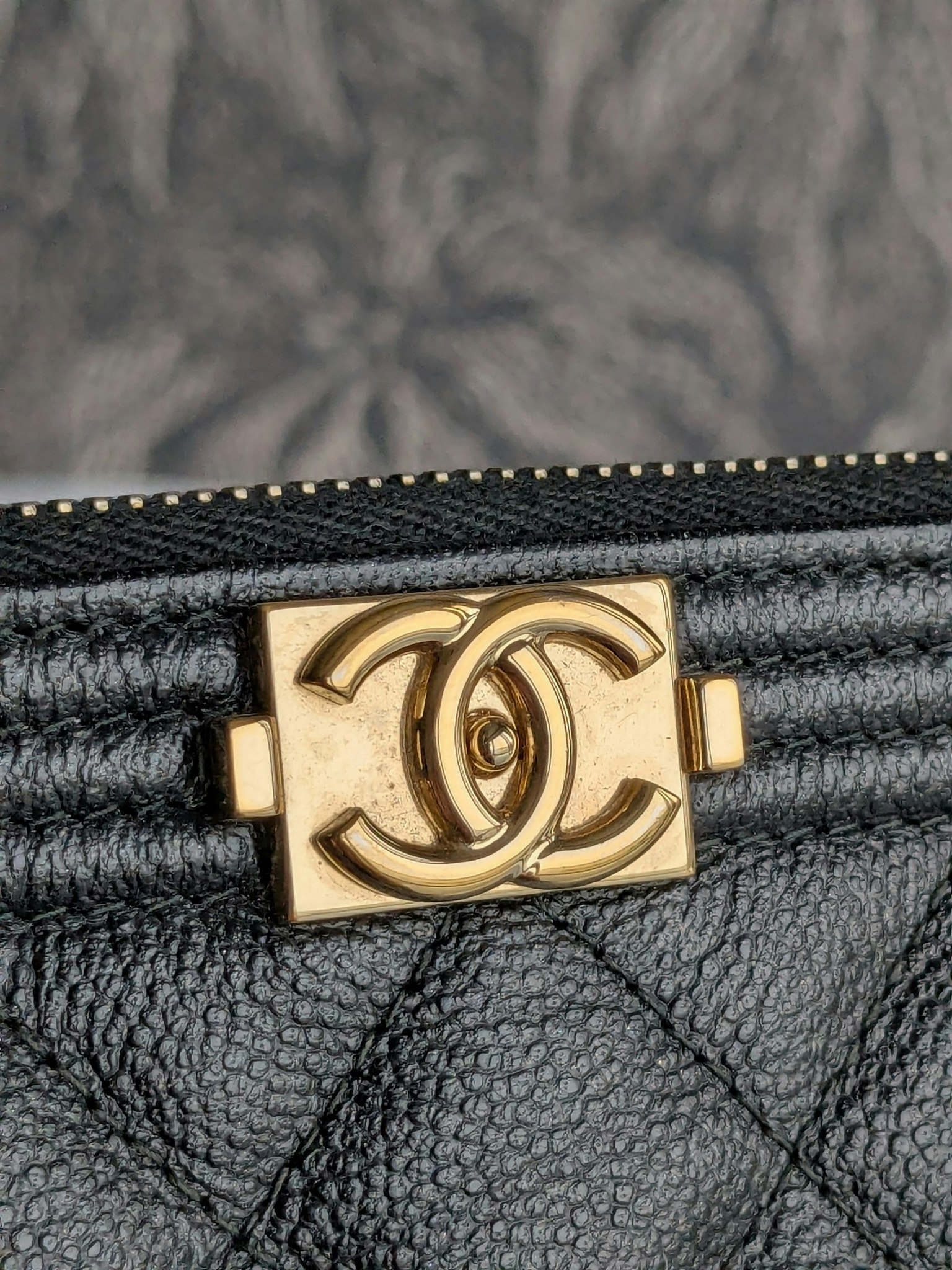 Chanel Medium Quilted Caviar Boy O Case Clutch