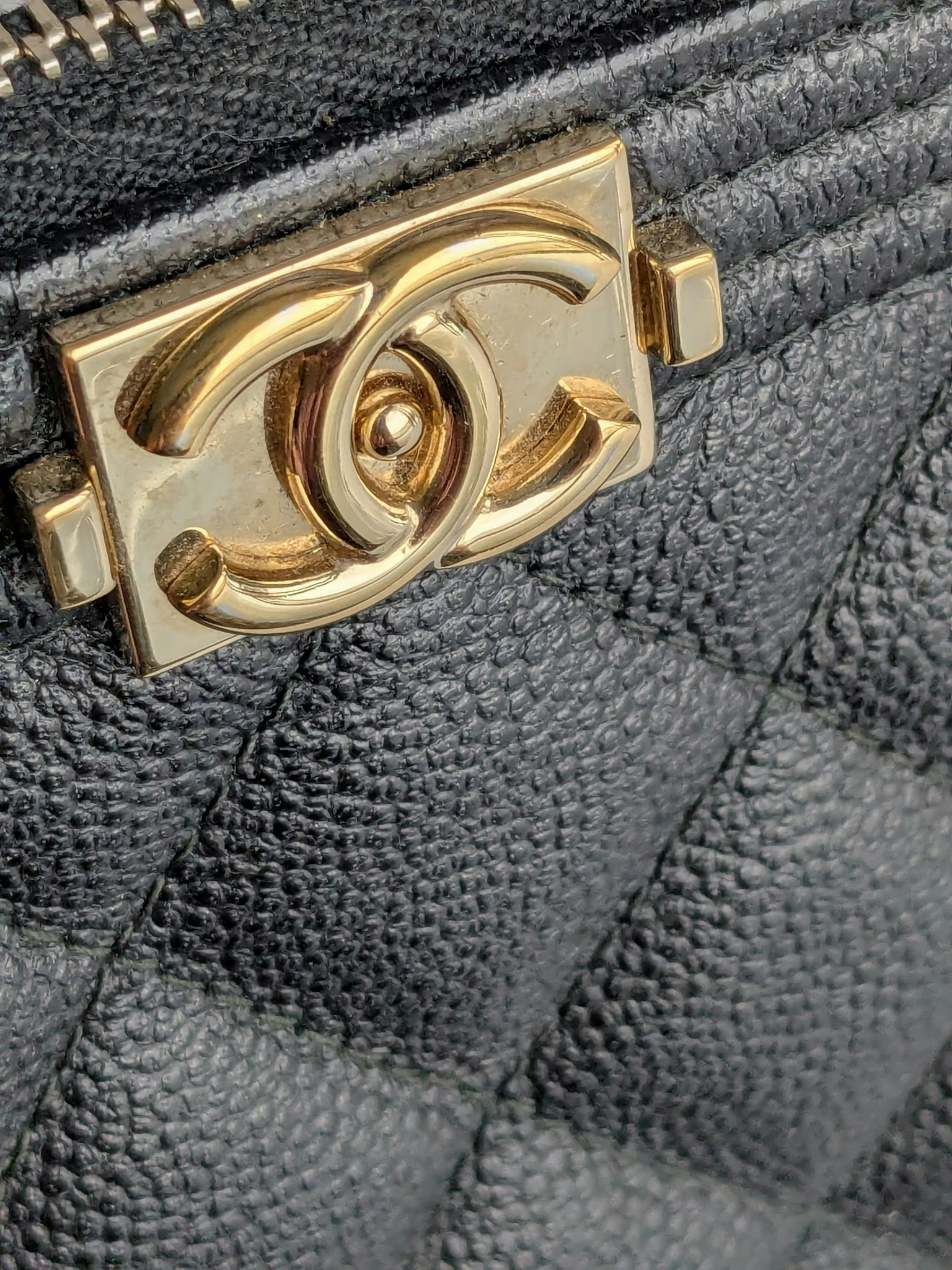 Chanel Medium Quilted Caviar Boy O Case Clutch