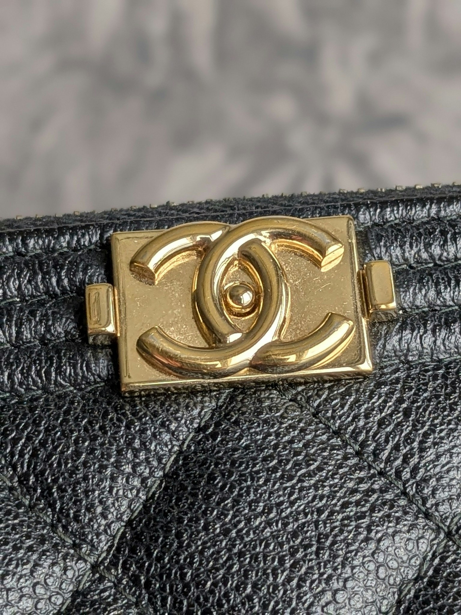 Chanel Medium Quilted Caviar Boy O Case Clutch