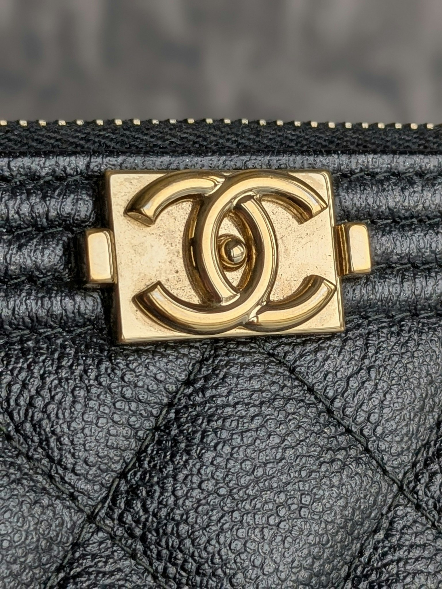Chanel Medium Quilted Caviar Boy O Case Clutch