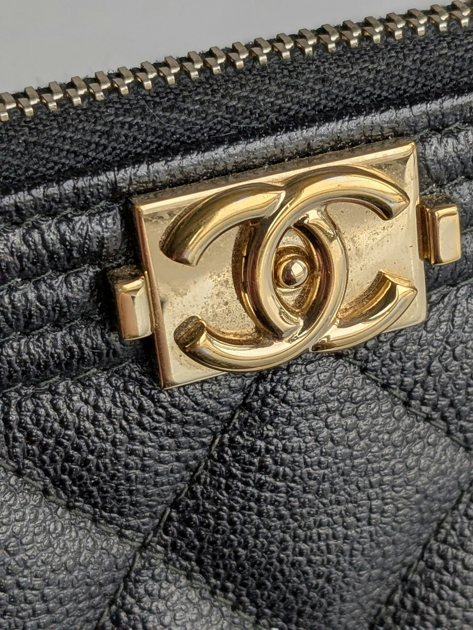 Chanel Medium Quilted Caviar Boy O Case Clutch