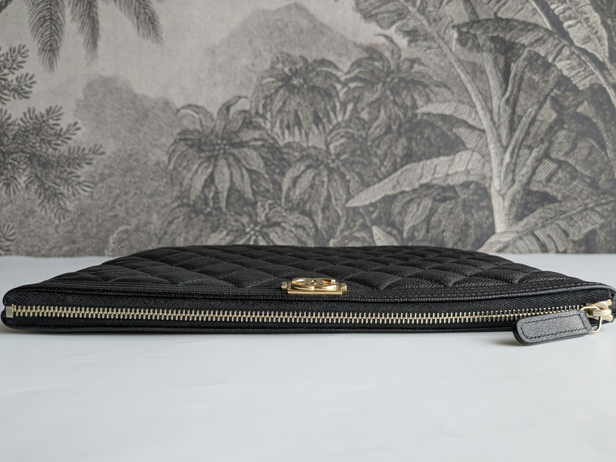 Chanel Medium Quilted Caviar Boy O Case Clutch