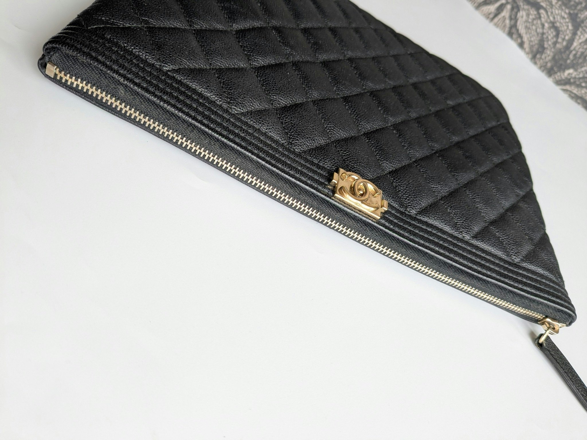 Chanel Medium Quilted Caviar Boy O Case Clutch