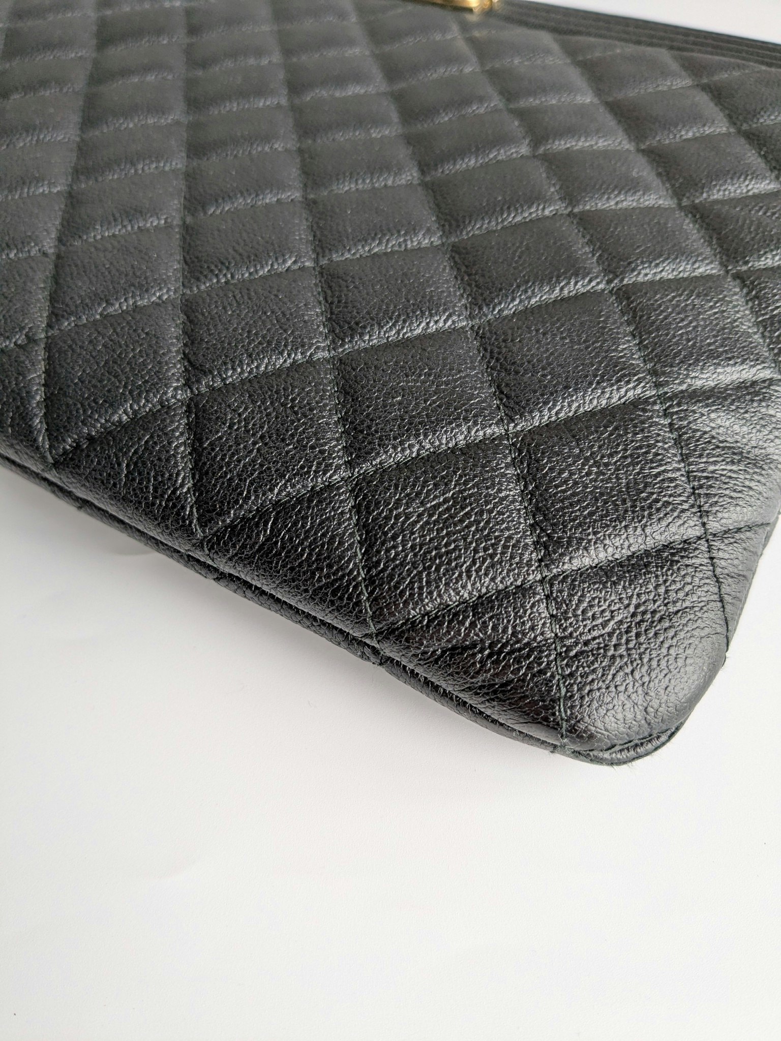 Chanel Medium Quilted Caviar Boy O Case Clutch