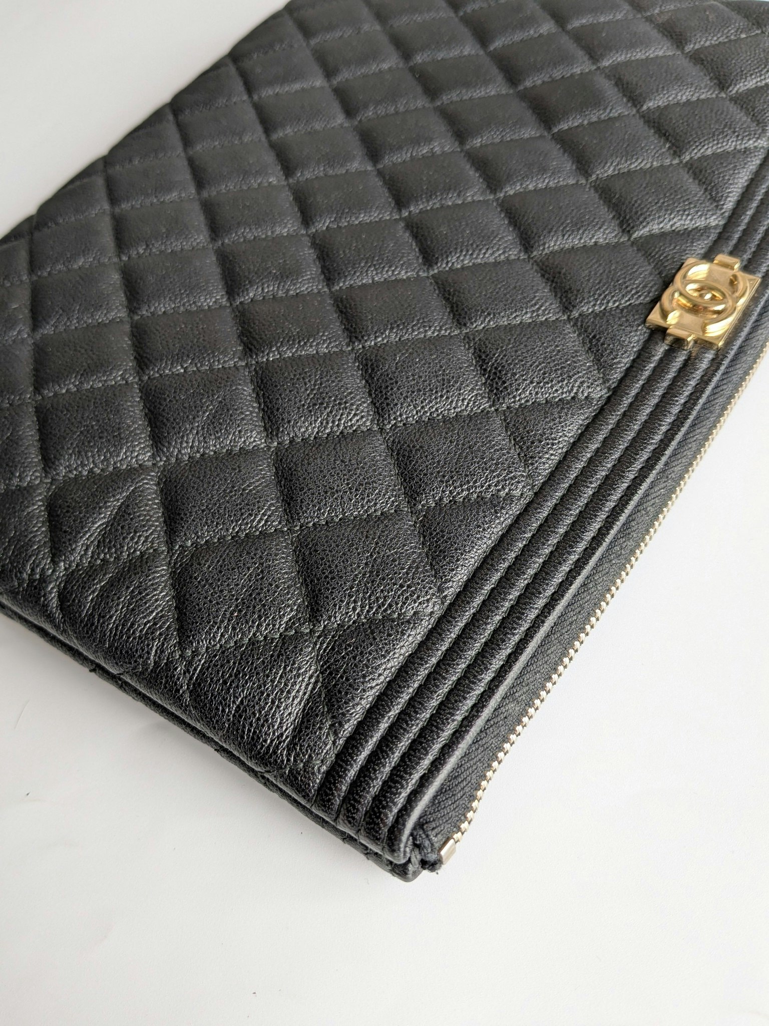 Chanel Medium Quilted Caviar Boy O Case Clutch
