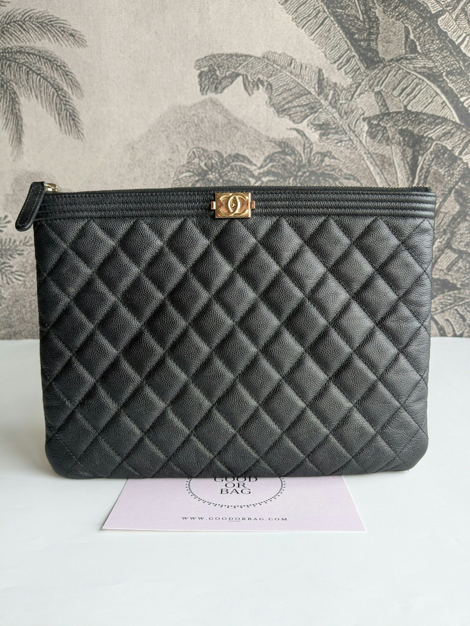 Chanel Medium Quilted Caviar Boy O Case Clutch