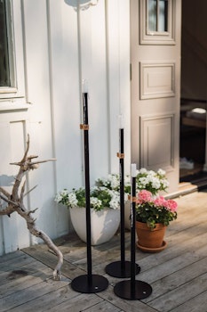 Golvljusstake Svart 60cm