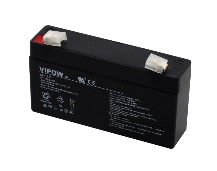 Gel-Batteri AGM Vipow 6V 1,3Ah