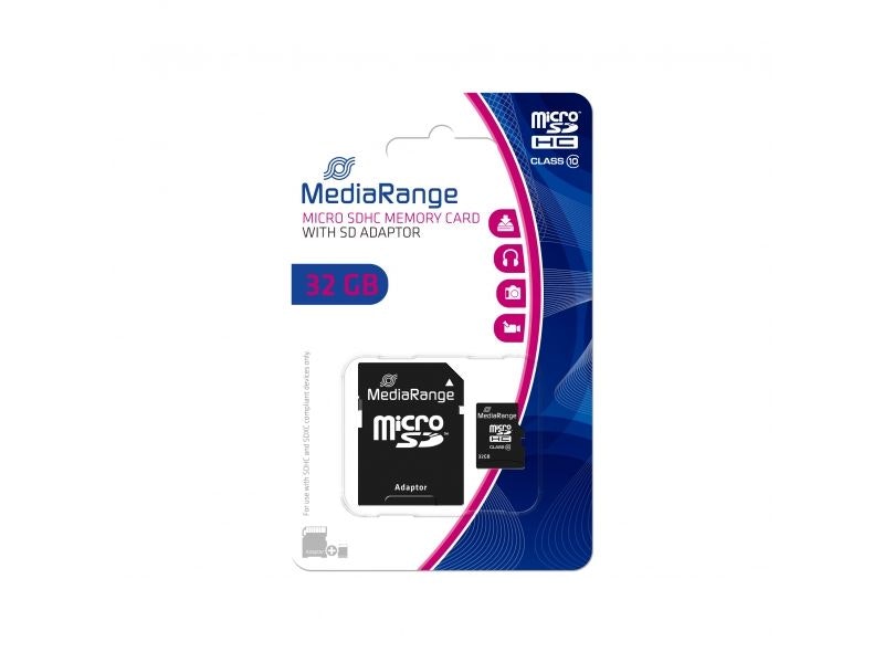 MediaRange MicroSD / SDHC-kort 32 GB SD inkl. Adapter