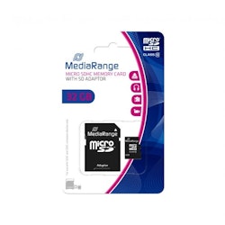 MediaRange MicroSD / SDHC-kort 32 GB SD inkl. Adapter