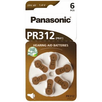 Hörapparatsbatterier Panasonic PR312