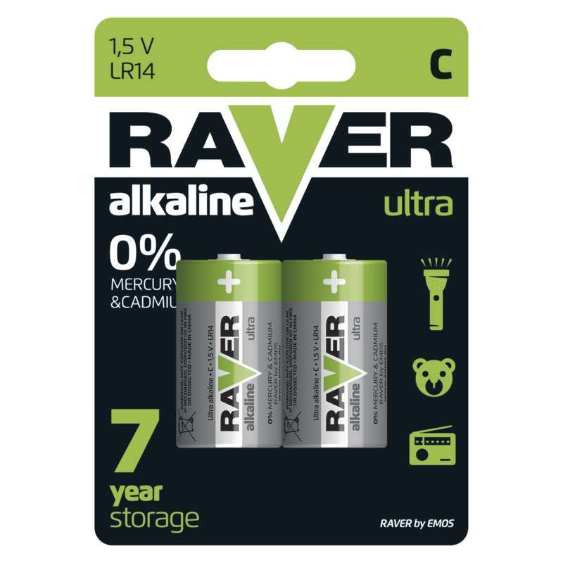 C-batterier (LR14) RAVER, 2 st