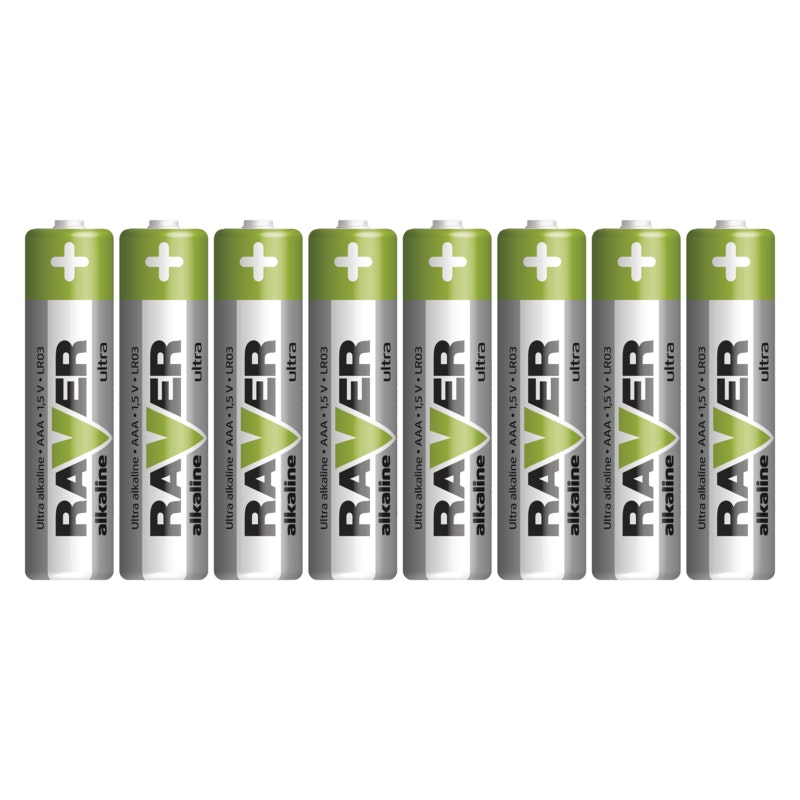 RAVER Alkaliskt batteri AAA / LR03, 8 st alkalsika batterier