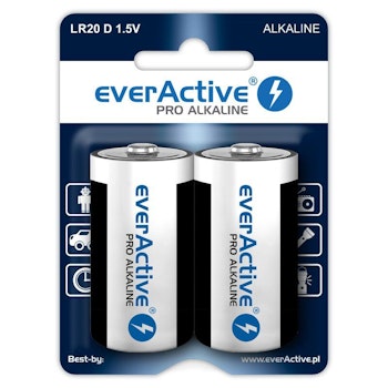 D-batterier / LR20 2 x EverActive Pro alkalisk
