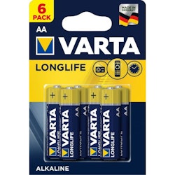 AA /LR6 batterier Varta Longlife, 6 st