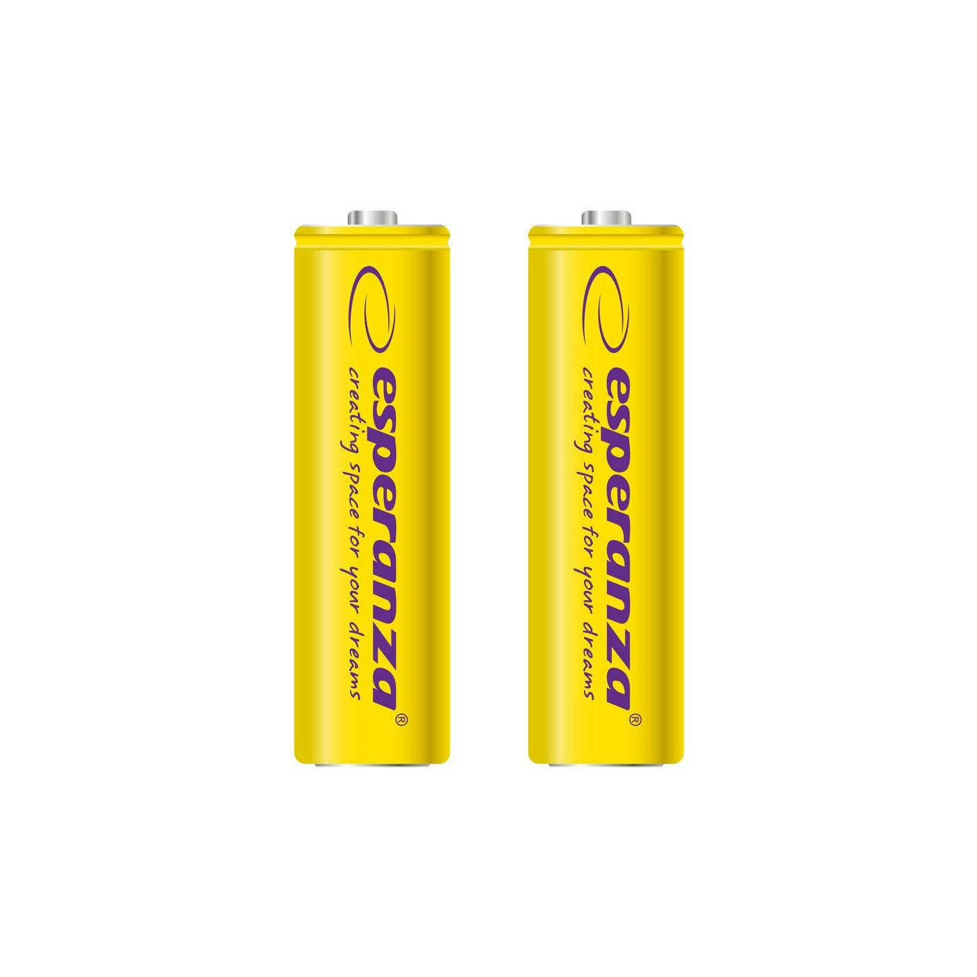 Uppladdningsbara batterier Esperanza Ni-MH AA 2000mAh 2 st, gul -  Horsel24.se