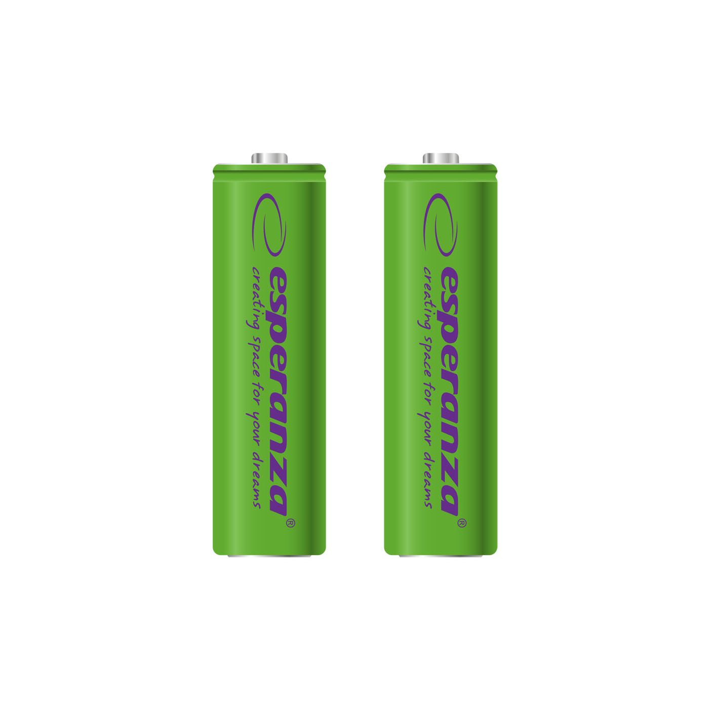 Uppladdbara batterier Esperanza Ni-MH AA 2000mAh 2 st, grön