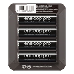 Uppladdningsbara batterier 4 x Panasonic Eneloop PRO R6 AA 2500mAh glidpaket