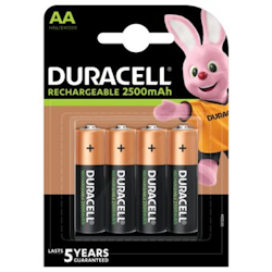 Uppladdningsbara batterier 4 x Duracell  R6 / AA 2500 mAh-batterier