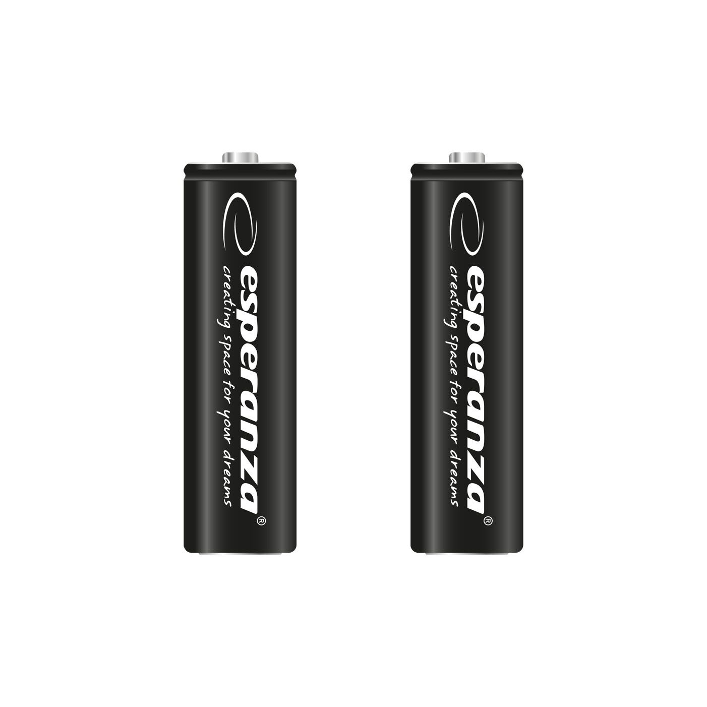 Uppladdningsbara batterier Esperanza med hög kapacitet, Ni-MH AA 2600mAh 2 st, svart