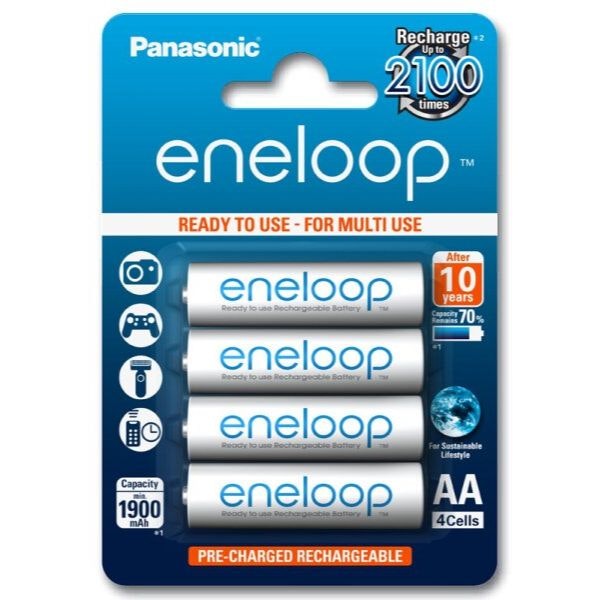 Uppladdningsbara batterier Panasonic Eneloop AA / R06  4 st