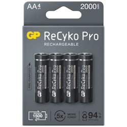 Uppladdningsbara batterier 4 x AA / R6 GP ReCyko Pro Ni-MH 2000mAh