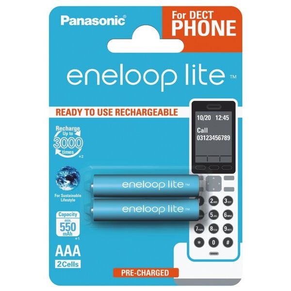 Uppladdningsbara batterier 2 x Panasonic Eneloop Lite R03 AAA 550mAh