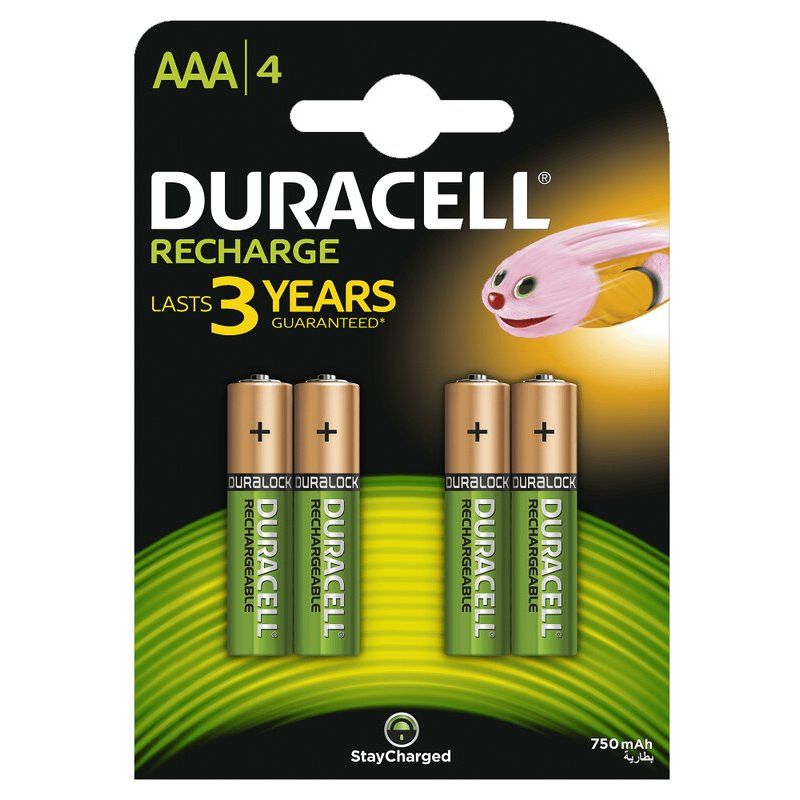 Uppladdningsbara batterier 4 x Duracell Recharge AAA 750 mAh