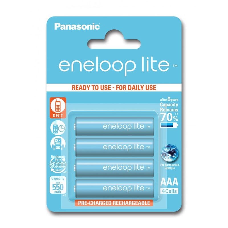 Uppladdningsbara batterier 4 x Panasonic Eneloop Lite R03 AAA 550mAh