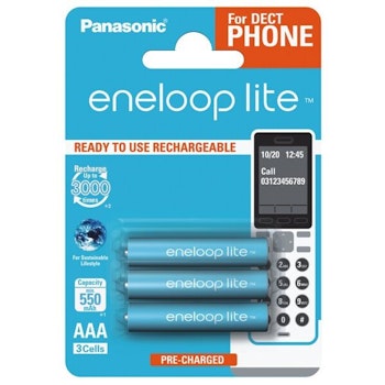 Uppladdningsbara batterier 3 x Panasonic Eneloop Lite R03 AAA 550mAh