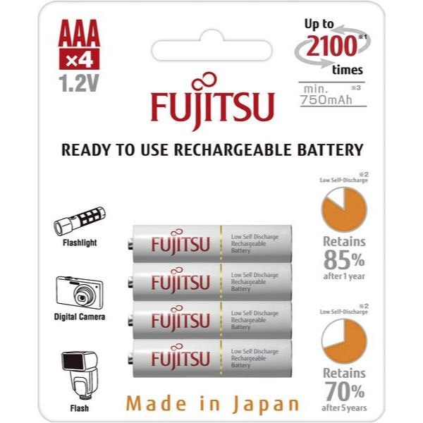 Upladdningsbara batterier 4x Fujitsu Ready-to-use R03/AAA NiMH 750 mAh