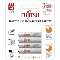 Upladdningsbara batterier 4x Fujitsu Ready-to-use R03/AAA NiMH 750 mAh