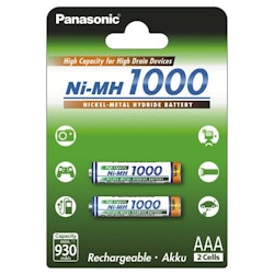 Uppladdningsbara batterier 2 x Panasonic R03 AAA Ni-MH 1000mAh